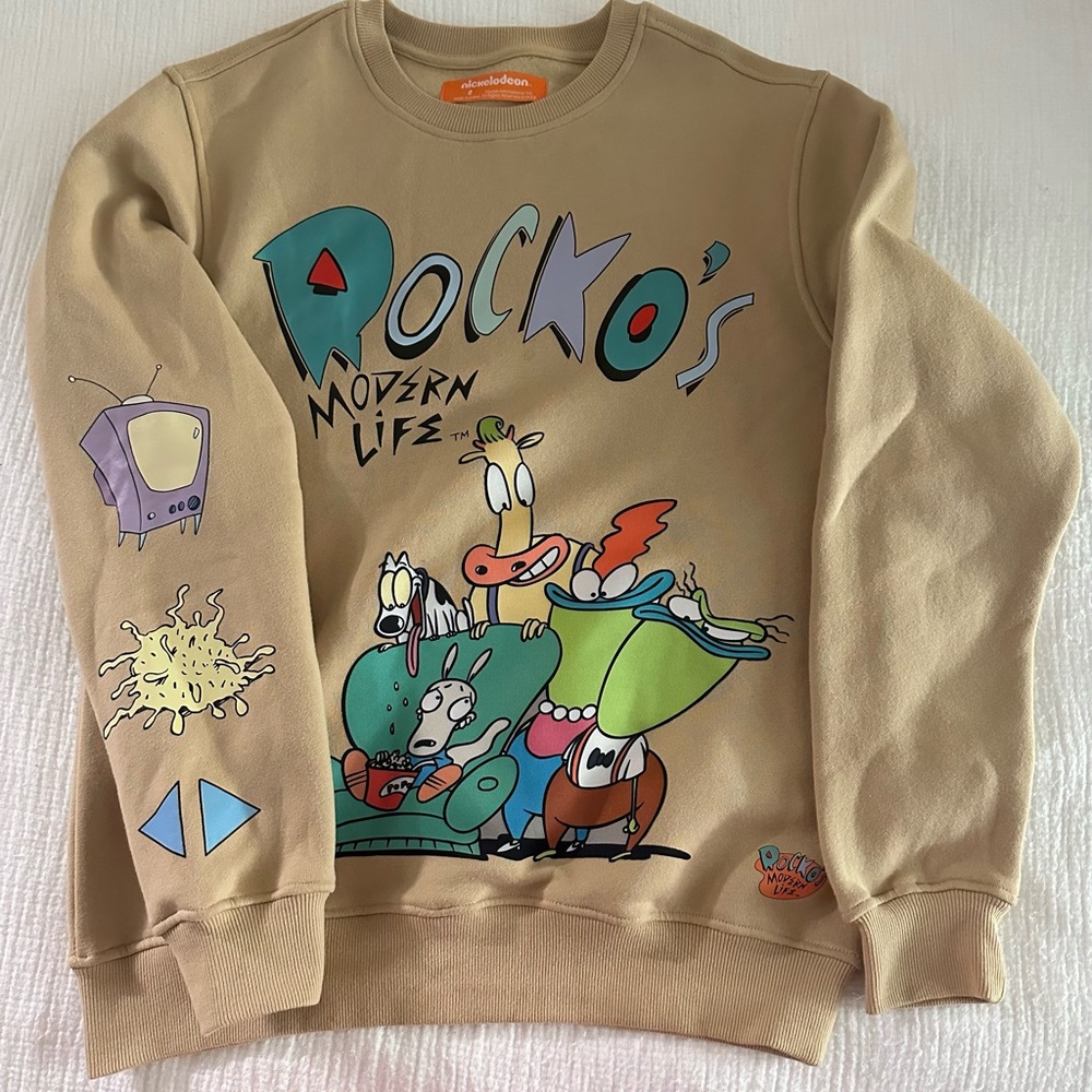 Nickelodeon Tan Rocko's Modern Life Crewneck Sweater- Men New no tags